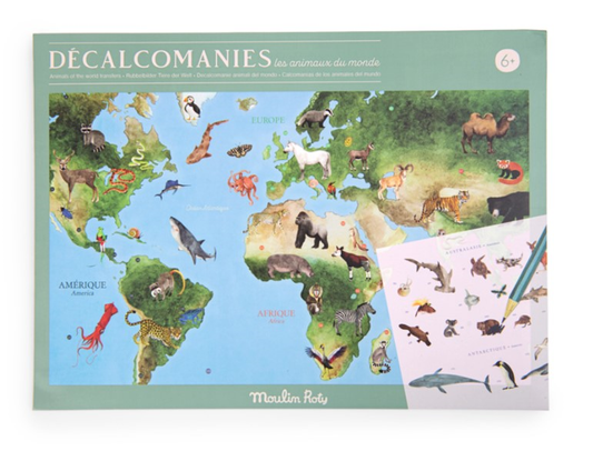 Mappemonde avec décalcomanies - Tout autour du monde