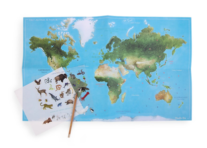 Mappemonde avec décalcomanies - Tout autour du monde