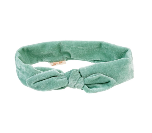 Bandeau Tilia en velours pastel vert menthe