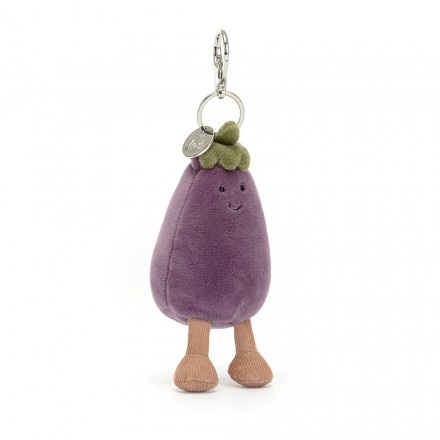 Vivacious Vegetable Aubergine bag charm - 12 x 5 cm