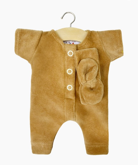 Babies – Combinaison Lili en velours camel et son headband