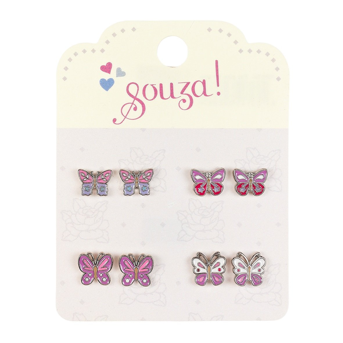 Boucle d'oreilles à clou Papillon (4 paires/carte, 1 carte)