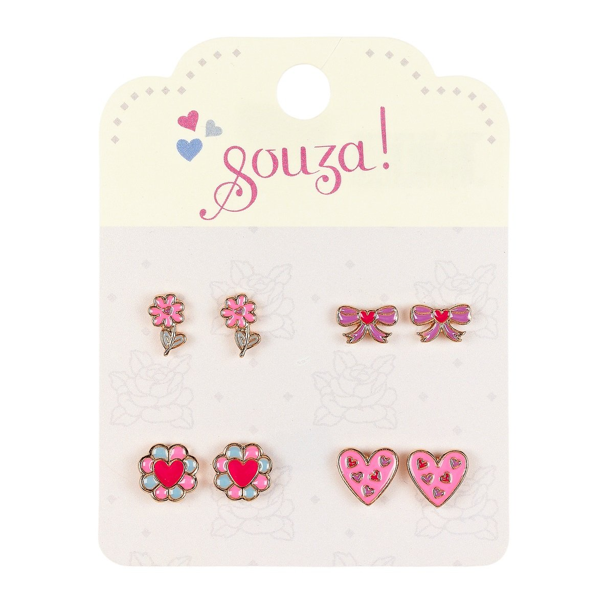 Boucle d'oreilles à clou Fleurs (4 paires/carte, 1 carte)