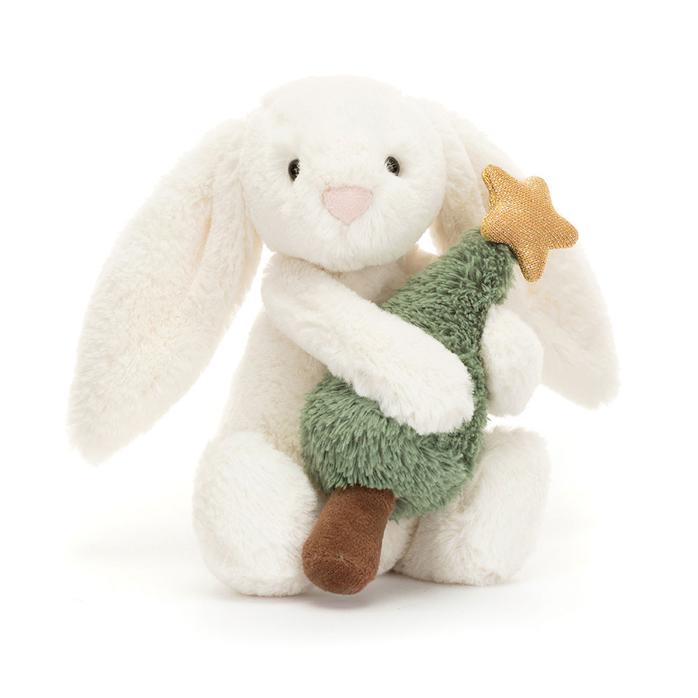 Bashful Bunny with Christmas Tree - 18cm x 9cm x 8cm