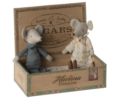 Grand-mère & Grand-père souris et leur boîte à cigares