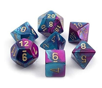 CHESSEX - Set de 7 dés - GEMINI - Violet - Sarcelle/Or