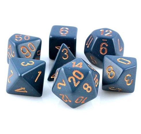 CHESSEX - Set de 7 dés - OPAQUE - Bleu Gris/Or