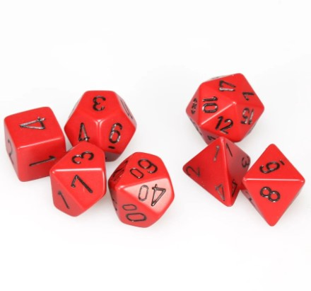 CHESSEX - Set de 7 dés - OPAQUE - Rouge/Noir