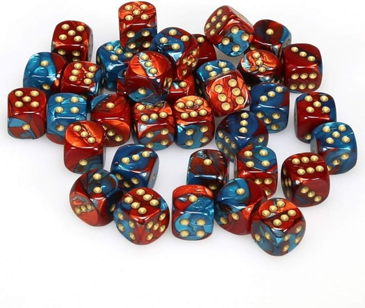 CHESSEX - Dé à l'unité - GEMINI - Rouge-Sarcelle/Or