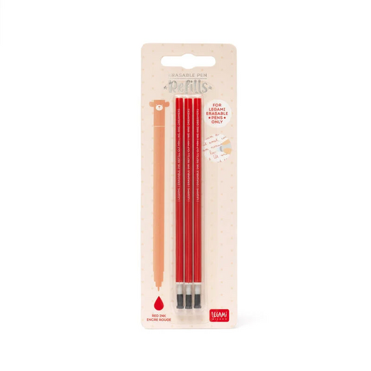 3 RECHARG. STYLO À ENCRE GEL - ERASABLE PEN REFILLS - RED