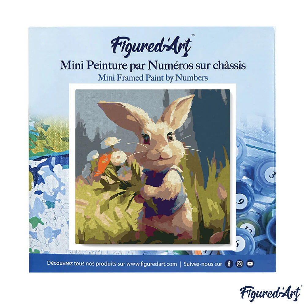 Mini Peinture par Numéros Figured'Art - Lapin et fleurs