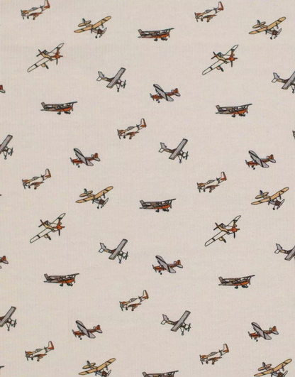 Babies - Dors bien Corentin et son bonnet en maille côtelée Petits avions beige