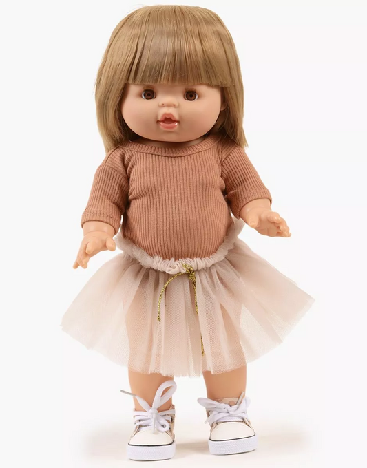 Ensemble Josepha body en maille côtelée cassonade et tutu beige