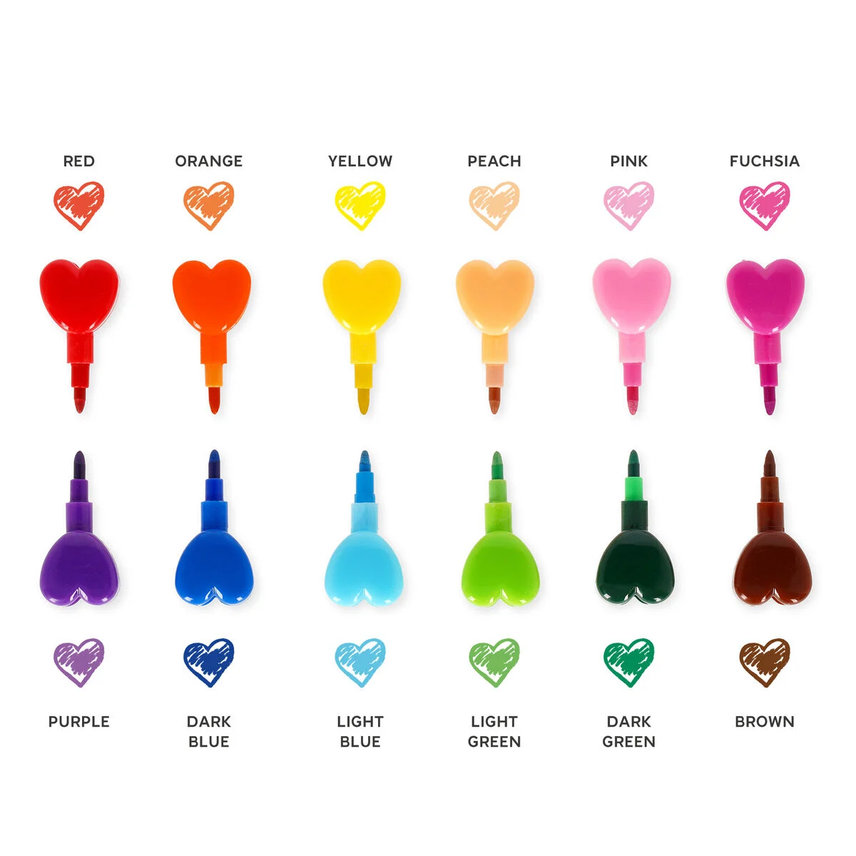 12 CRAYONS COULEUR EMPILABLES - DREAM IN COLOUR - HEART