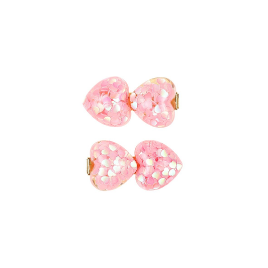 Barettes Quirine cœur rose (2 pcs, carte, 1 carte)