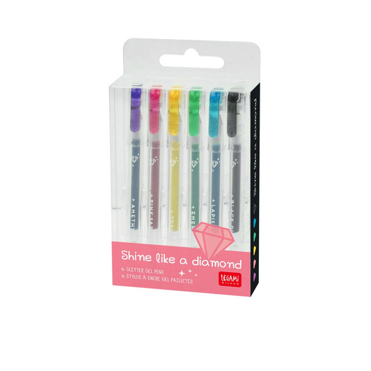 6 MINI STYLOS ENCRE GEL PAILL. - SHINE LIKE A DIAMOND - MULTICOLOR