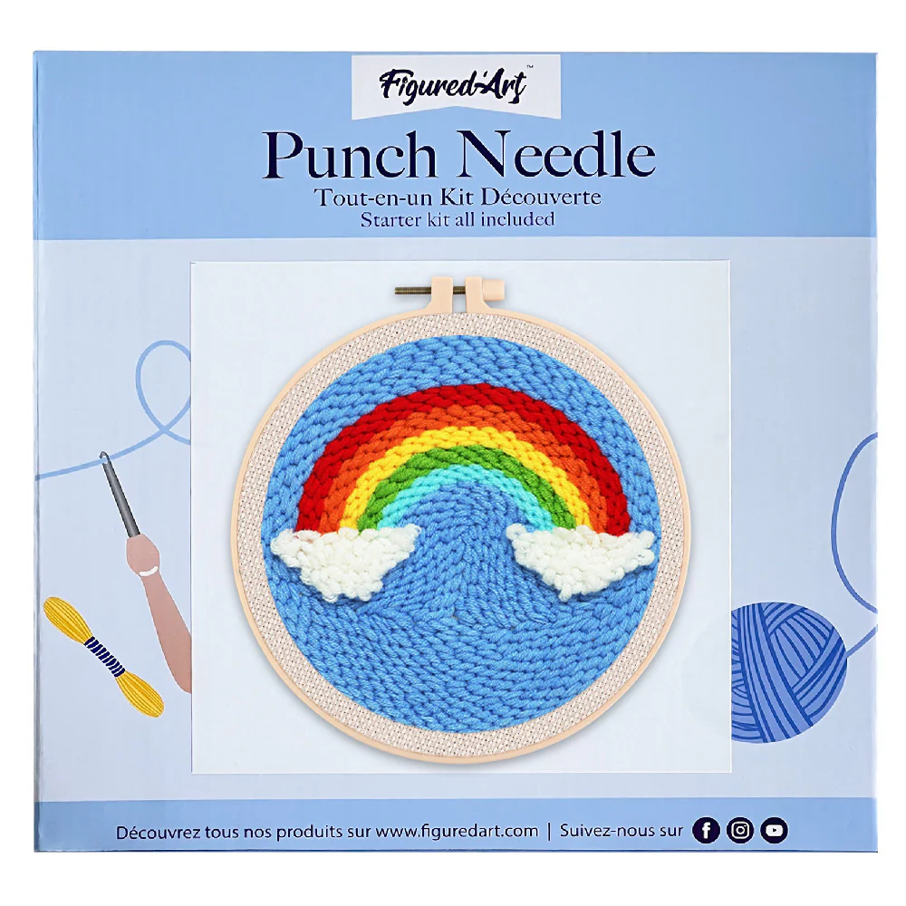 Punch needle Figured'Art - "ARC EN CIEL ET NUAGES"