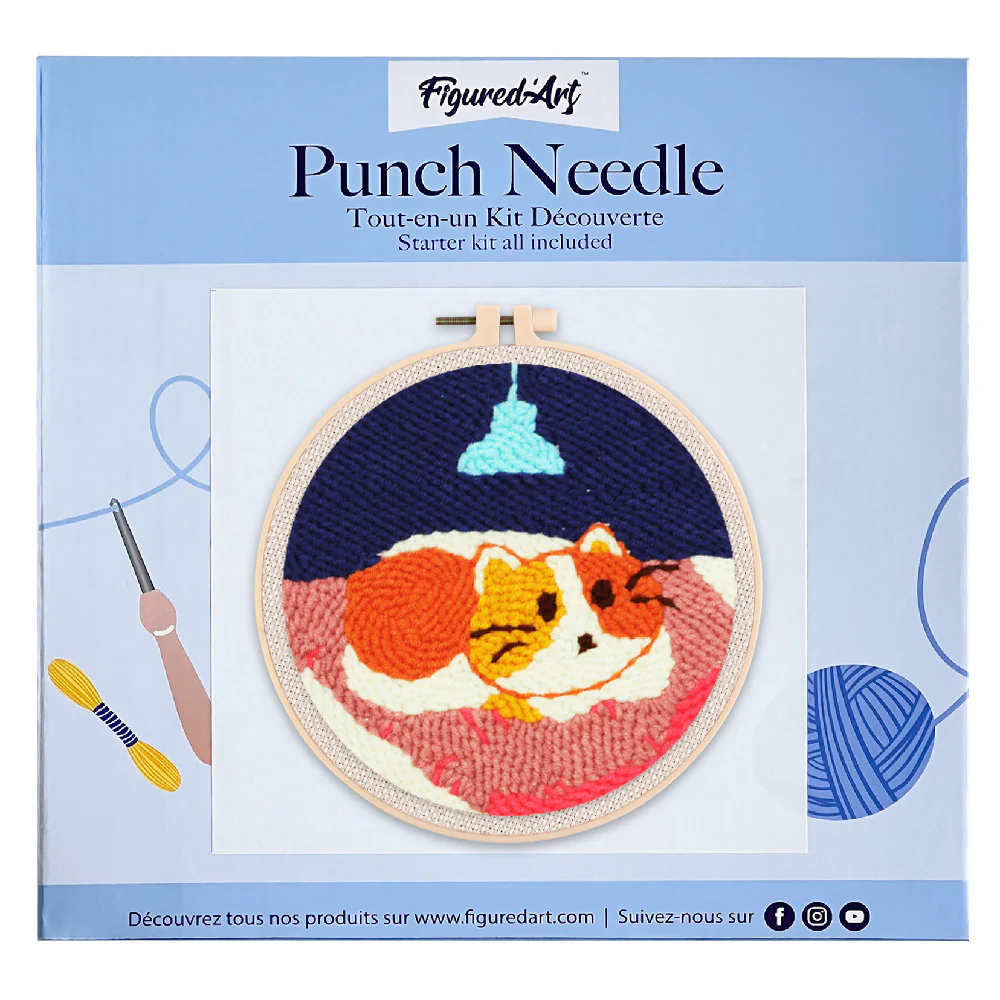 Punch needle Figured'Art - "CHAT DANS SON COUFFIN"