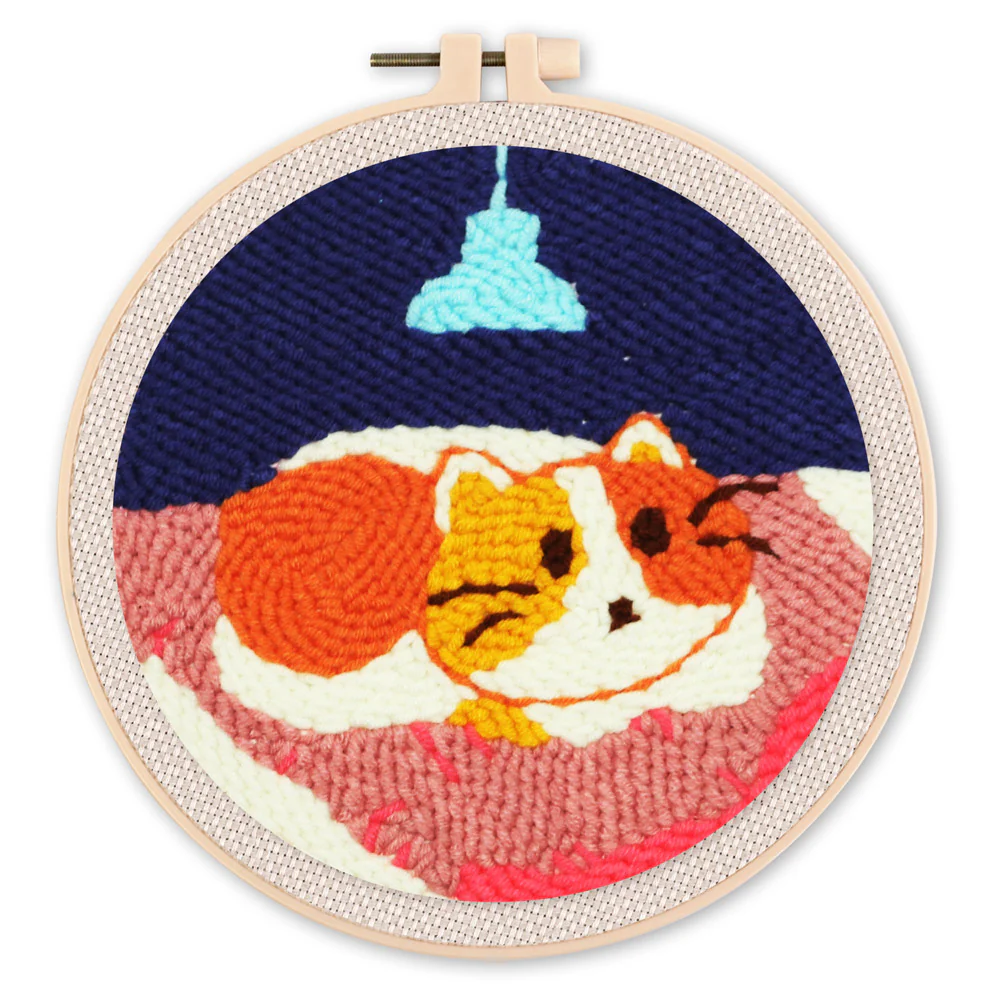 Punch needle Figured'Art - "CHAT DANS SON COUFFIN"