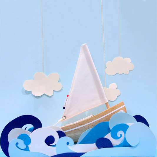 Bateau le Bâchi - 17 cm - Bois naturel