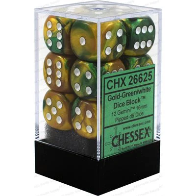 CHESSEX - Dé à l'unité - GEMINI - Or-vert/Blanc