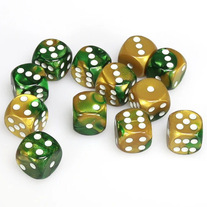 CHESSEX - Dé à l'unité - GEMINI - Or-vert/Blanc