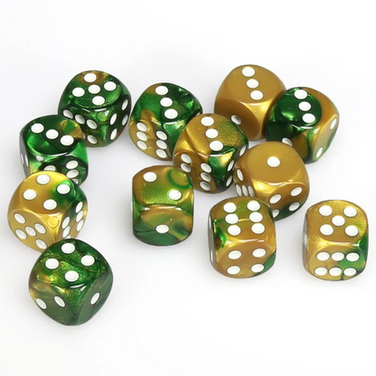 CHESSEX - Dé à l'unité - GEMINI - Or-vert/Blanc