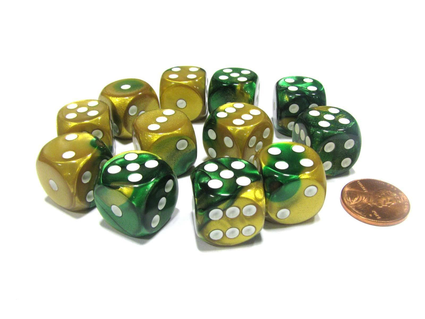 CHESSEX - Dé à l'unité - GEMINI - Or-vert/Blanc