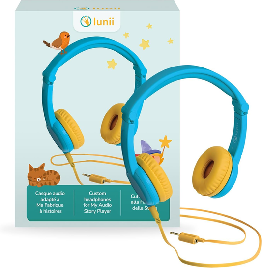 Casque audio bleu adapté à Ma Fabrique à histoire - Lunii