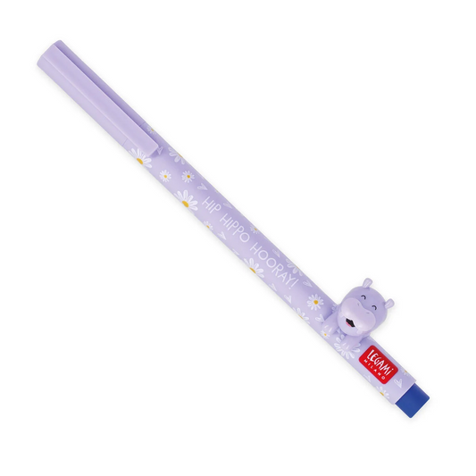 GEL PEN WITH ANIMAL DECORATION - LOVELY FRIENDS - HIPPO