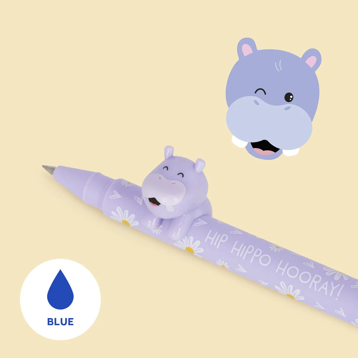 GEL PEN WITH ANIMAL DECORATION - LOVELY FRIENDS - HIPPO