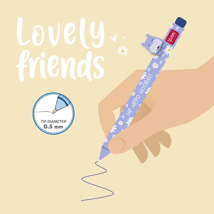 GEL PEN WITH ANIMAL DECORATION - LOVELY FRIENDS - HIPPO