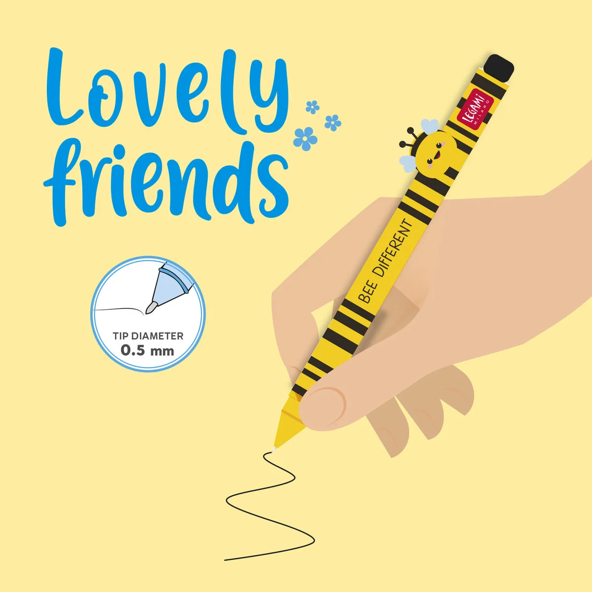 GEL PEN WITH ANIMAL DECORATION - LOVELY FRIENDS - BEE