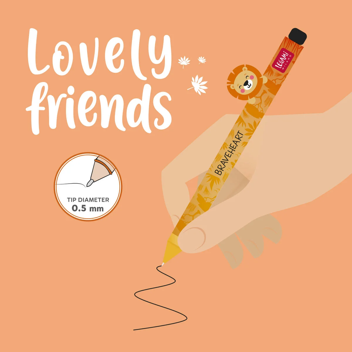 GEL PEN WITH ANIMAL DECORATION - LOVELY FRIENDS - LION