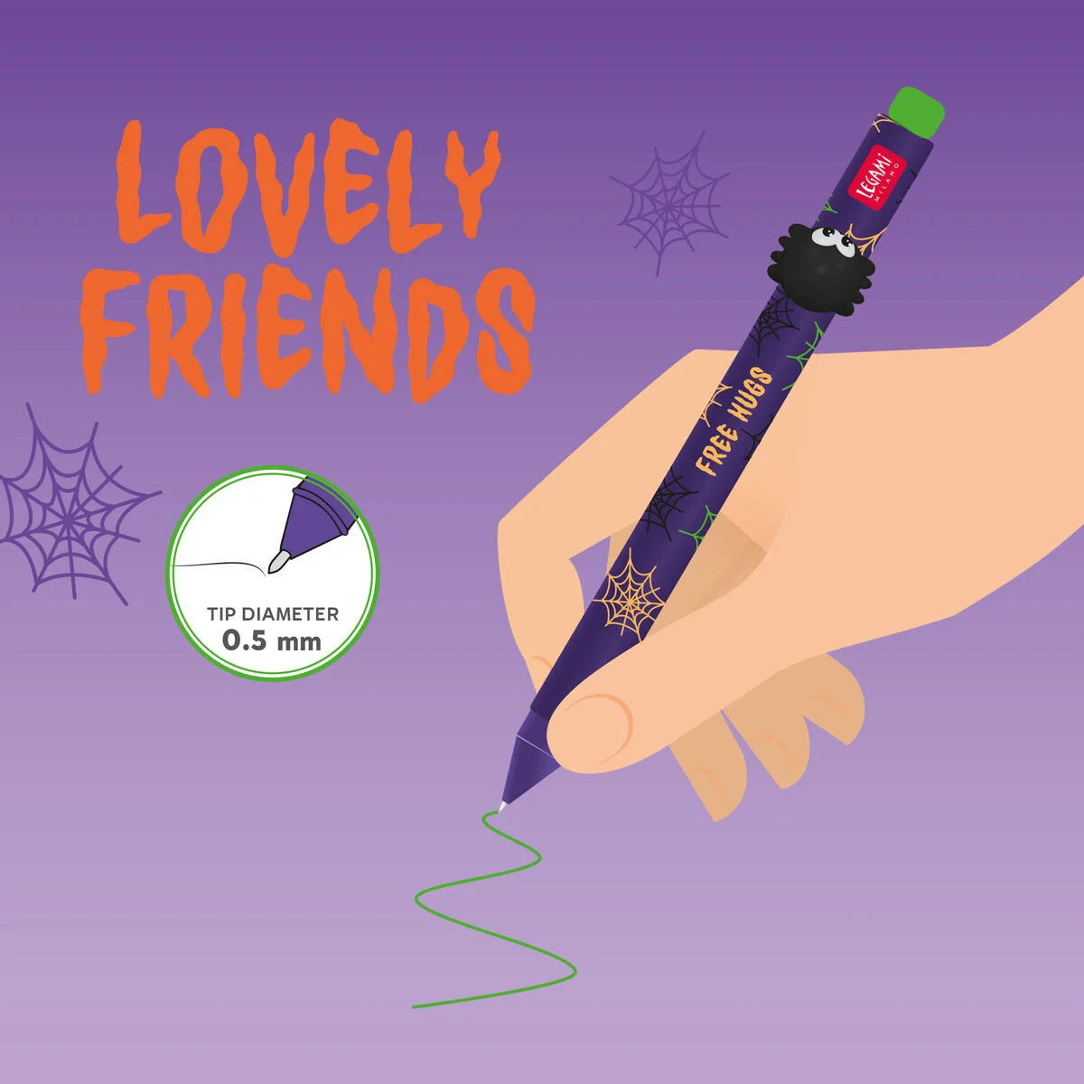 STYLO À ENCRE GEL ANIMAL DÉCO. - LOVELY FRIENDS - SPIDER