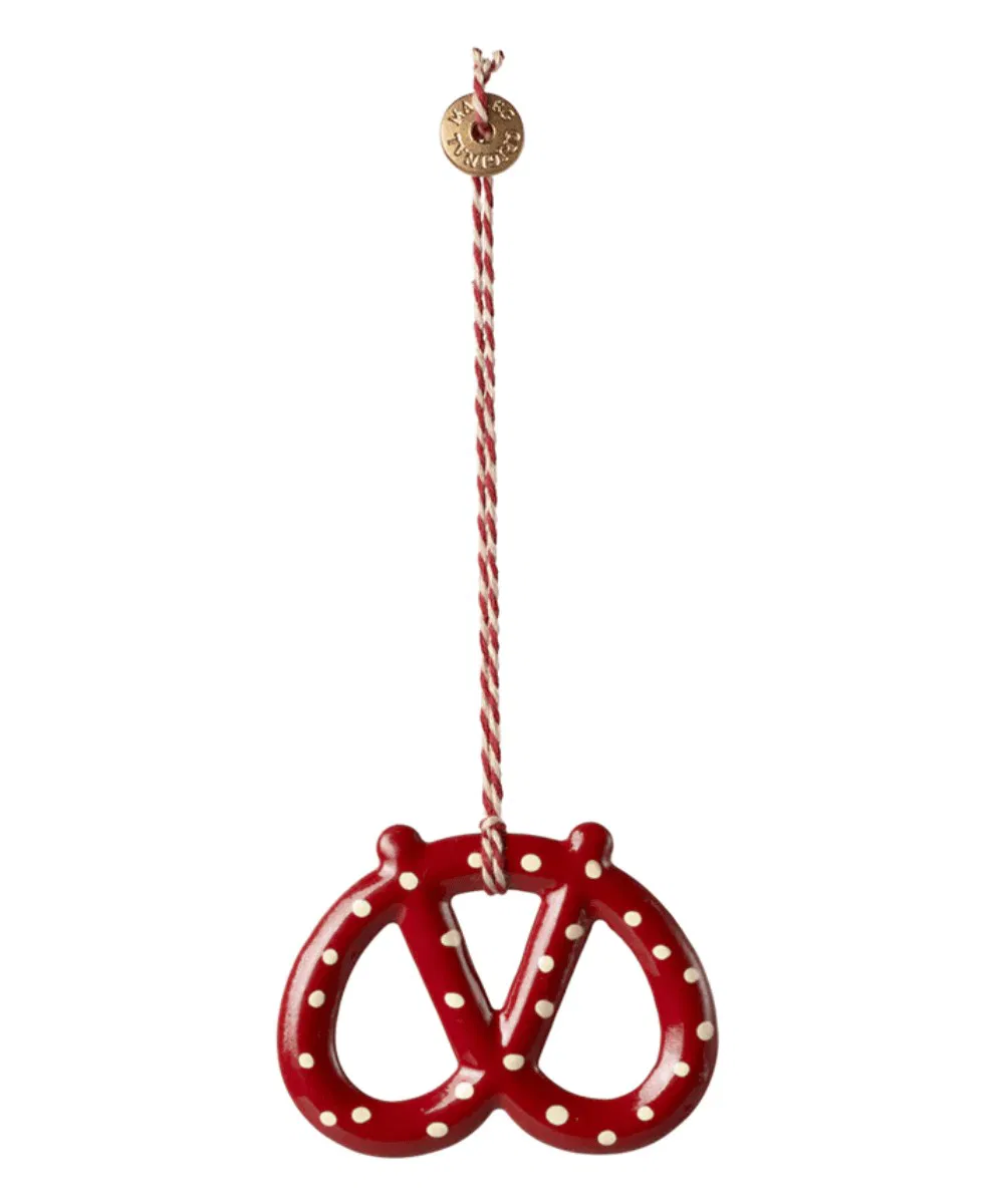 Ornement en métal, Bretzel - A pois