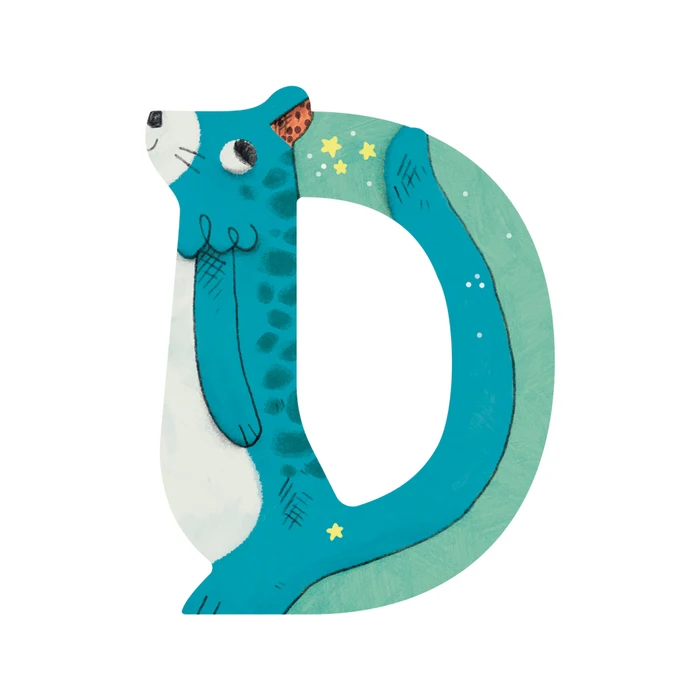 Lettre en bois - D Bleu