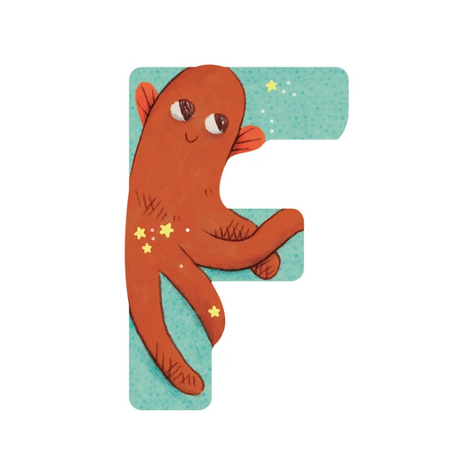 Lettre en bois - F Bleu