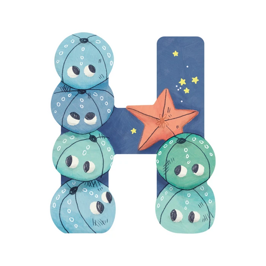 Lettre en bois - H Bleu