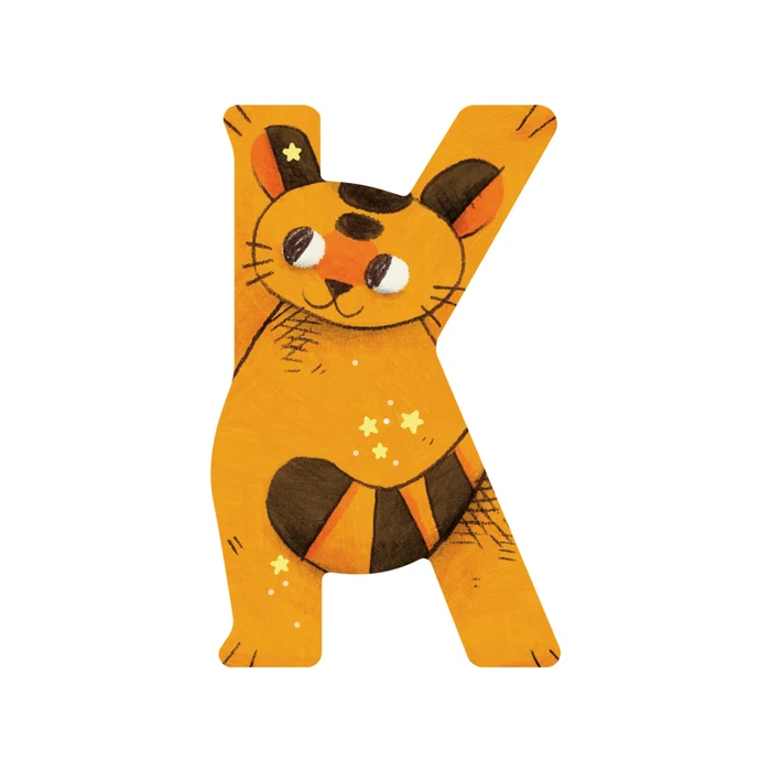 Lettre en bois - K Jaune