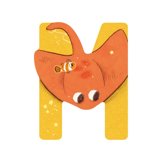 Lettre en bois - M Jaune