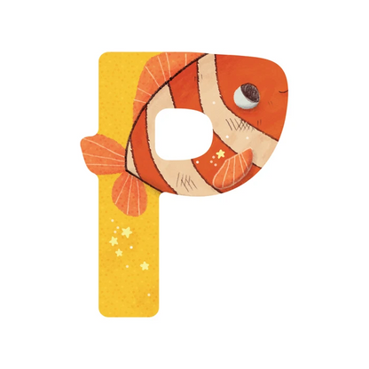 Lettre en bois - P Jaune