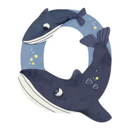 Lettre en bois - Q Bleu