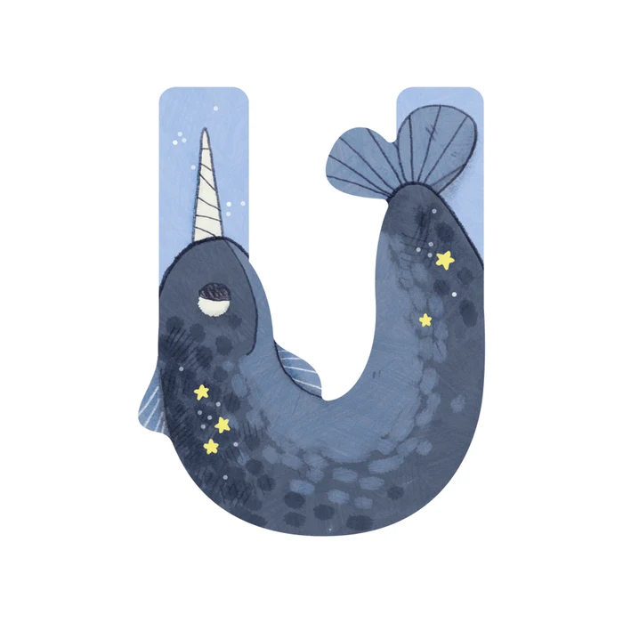 Lettre en bois - U Bleu