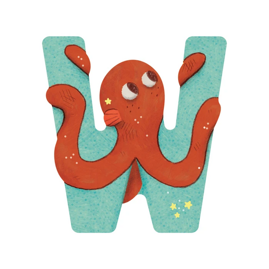 Lettre en bois - W Bleu