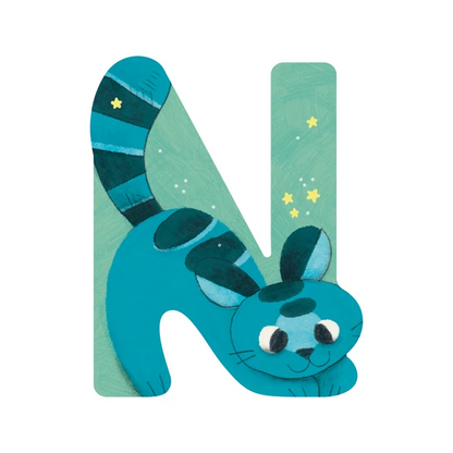 Lettre en bois - N Bleu