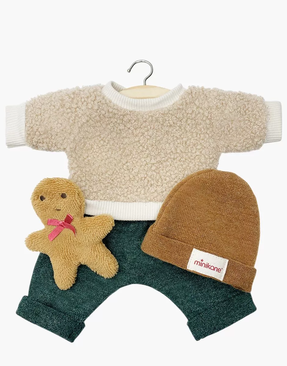 Babies - Ensemble 3 pièces "Bonhomme Pain d'épices" vert avec doudou