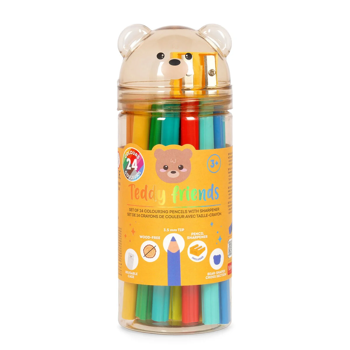 TEDDY FRIENDS - 24 CRAYONS COULEUR TAILLE- CRAY - TEDDY BEAR
