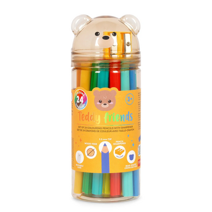 TEDDY FRIENDS - 24 CRAYONS COULEUR TAILLE- CRAY - TEDDY BEAR