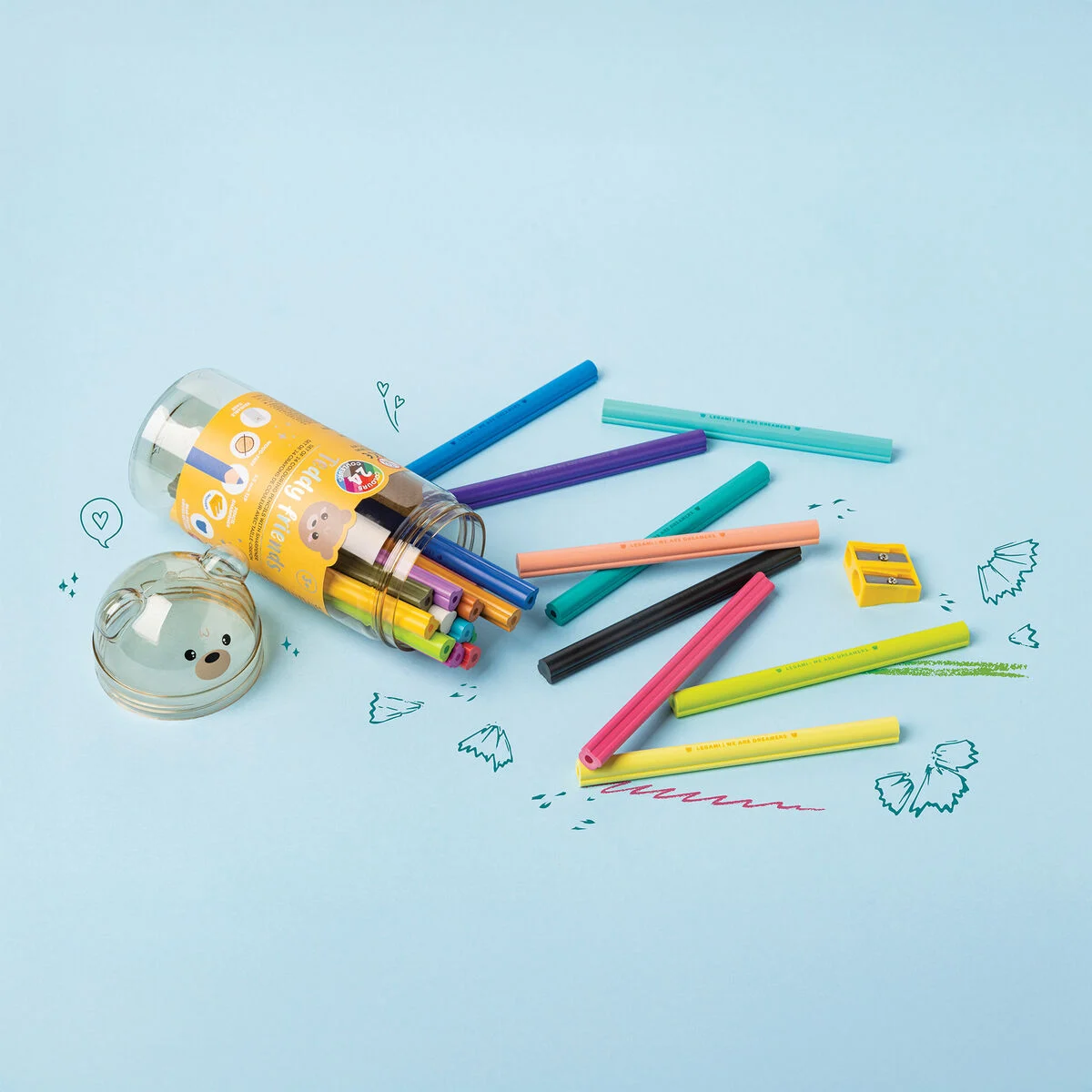 TEDDY FRIENDS - 24 CRAYONS COULEUR TAILLE- CRAY - TEDDY BEAR